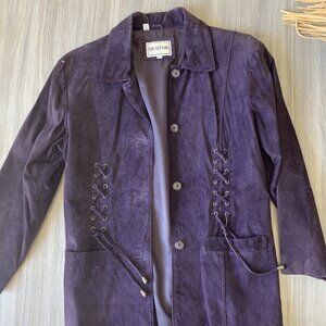 Vintage Purple BRAEFAIR Leather Suede Coat